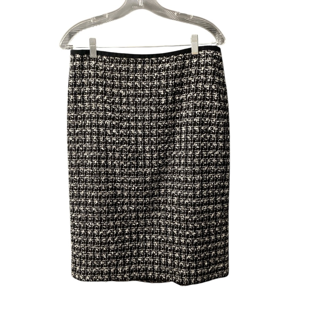 Talbots Women's Skirt Black White Houndstooth Pencil Straight Size 8 zipper